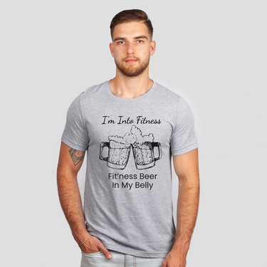 fitness beer belly gray shirt